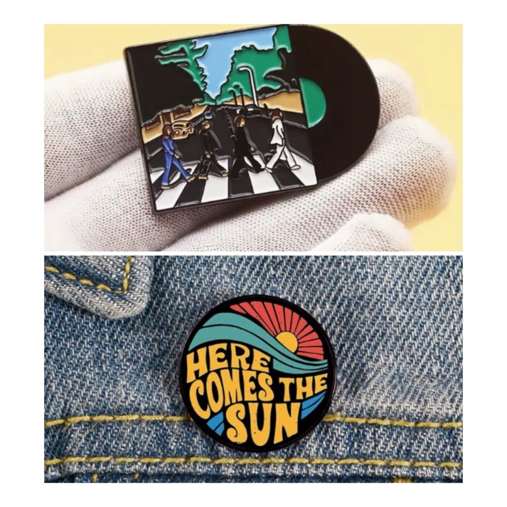 The Beetles Music Pins Set of 2 Record Songs Tunes Large Big Unisex Musical